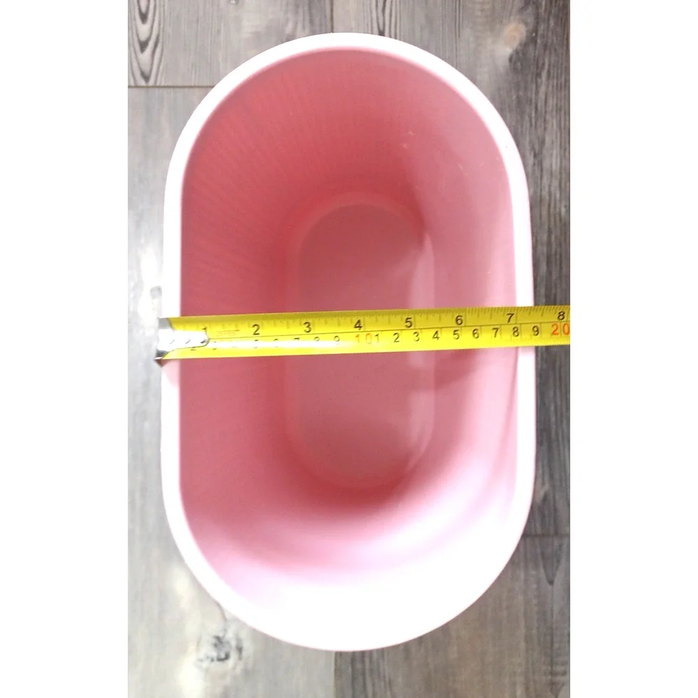 VTG Retro Rubbermaid Pink Ribbed Plastic Trash Container Wastebasket 12x7x10 1/2